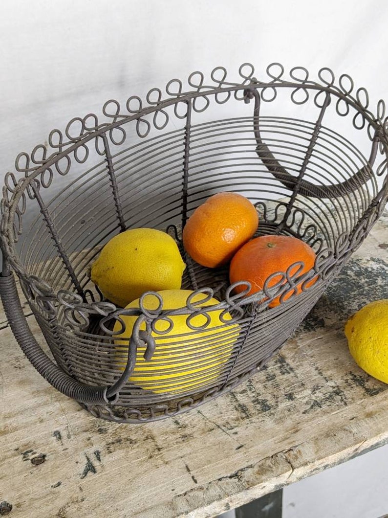 French Vintage Wire Basket Twisted Metal Egg Basket Vintage Etsy