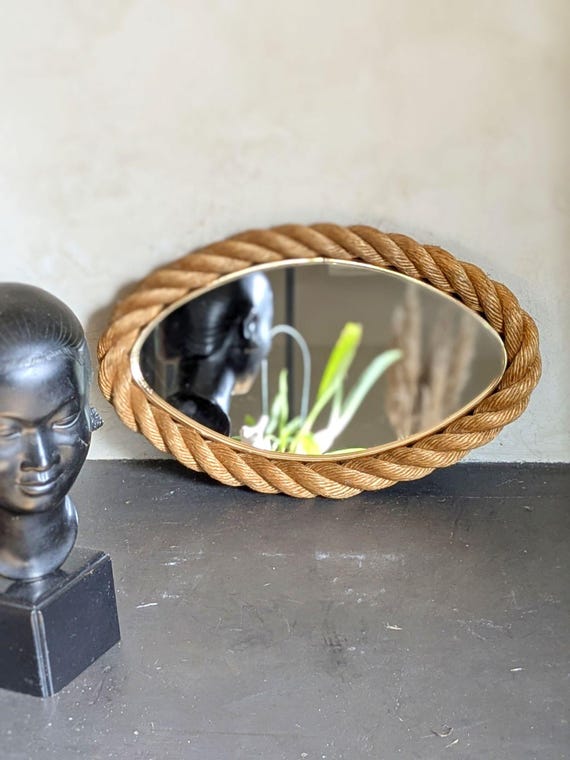 AUDOUX & MINET のねじり編みロープのミラー、フランス製ヴィンテージ