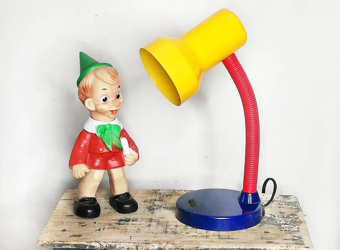 Lampe Vintage 1980S Style Memphis, Lampe de Bureau, Chevet, Couleurs Primaires, Enfant