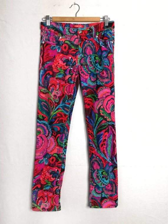 Chacok pantalon en velours motifs fleurs vintage y2k,… - Gem
