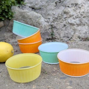 Lot De 3 Ramequins En Verre Jaune Vereco – Made In France – Bon état