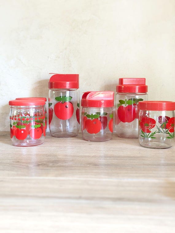 3 Bocaux en verre avec couvercles à carreaux rouges (Neu (gemäss Beschreibung)) in Hombrechtikon