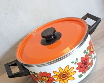 ANCIENNE MARMITE, FAITOUT EN acier émaillé avec couvercle, vintage EUR 8,00 - FR