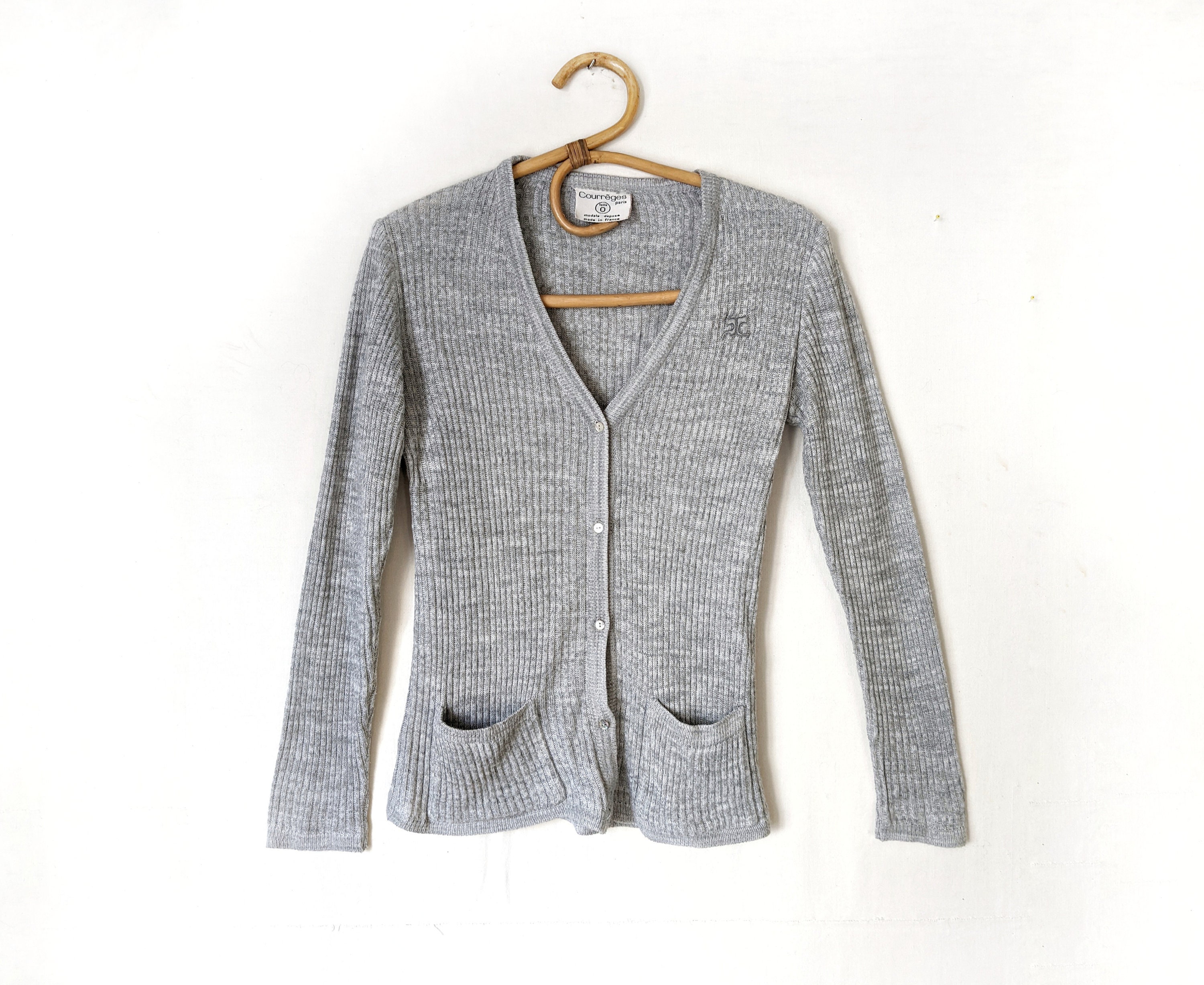 French Vintage Courrèges Cardigan 1970 Ribbed Knit Cardigan - Etsy