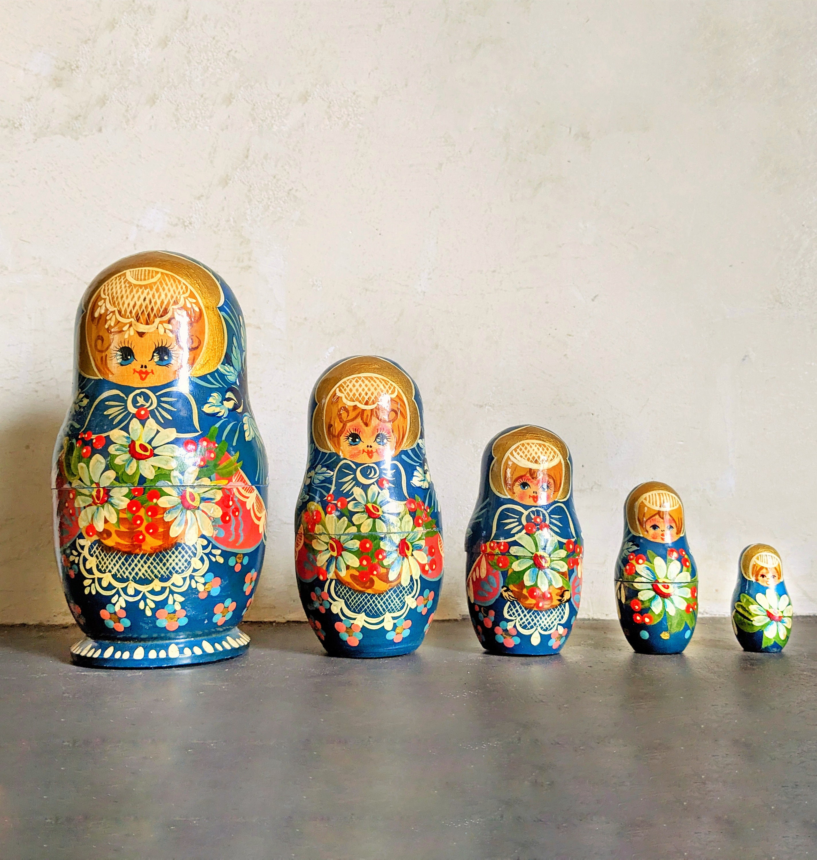 5 Vintage Russian Dolls 1970 Matryoshka Ceprueb Nocag Hand - Etsy