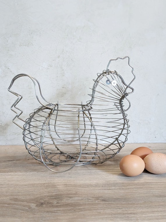 Panier à œufs En Fil Métallique Et Bois - Support Rond Pour 12 œufs, Rangement Ferme Ou Décoration Cuisine - 11