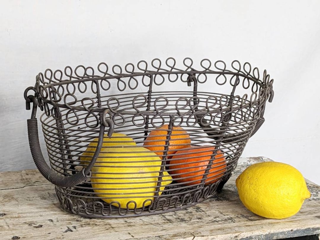 French Vintage Wire Basket Twisted Metal Egg Basket Vintage Etsy