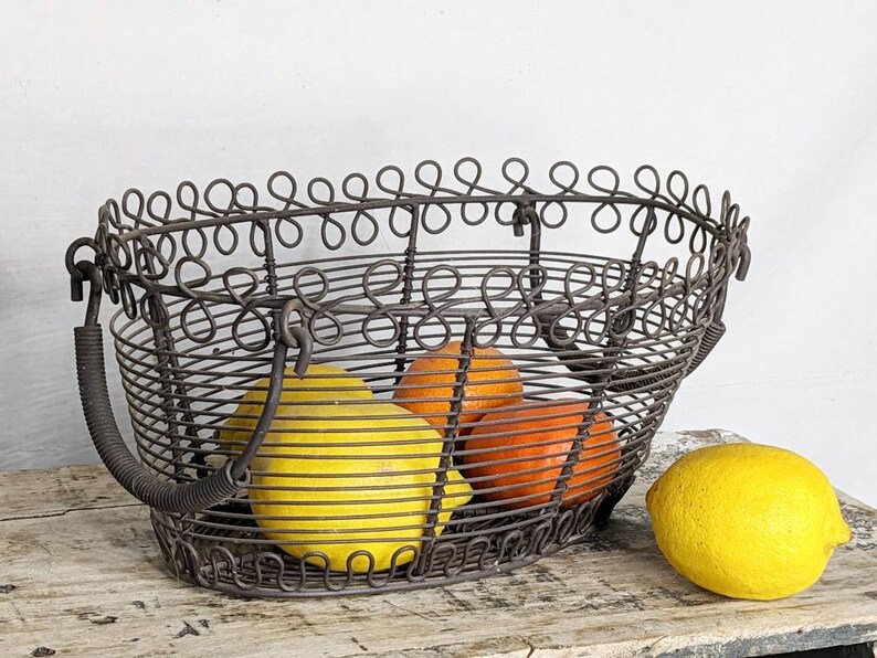 French Vintage Wire Basket Twisted Metal Egg Basket Vintage Etsy