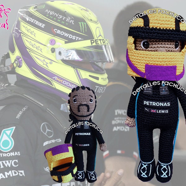 Lewis Hamilton Mercedes F1 Formula 1 racing driver crochet plushie doll amigurumi