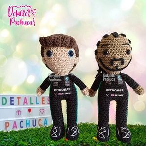 Mini custom F1 racing driver Formula 1 amigurumi plushie doll