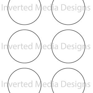 May include: Printable sheet with six blank circles, perfect for creating custom labels, stickers, or tags.  The circles are evenly spaced on a white background.