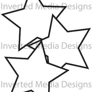 May include: Three black outline stars layered on top of each other.