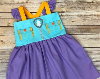 Girl's Rescue Dog Dress , Rescue Dog Costume , Purple Mountain Rescue Dog Dress , Girl's Cartoon Costumes , Girl's Purple Dog Dress