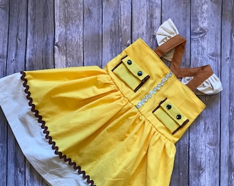 Costume de chien de sauvetage fait main pour fille, tenue de construction jaune