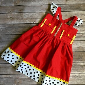 Girl's Fireman Rescue Dog Dress , Girl's Fire Rescue Dress , Girl's Fire Rescue Dog Costume , Firefighter Dress ,  Rescue Dog Birthday Dress