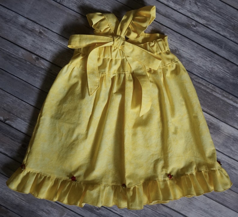 Girl's Yellow Princess Ballgown Dress , Girl's Yellow and Rose Princess Dress , Girl's Princess Costume , Girl's Everyday Yellow Princess image 7