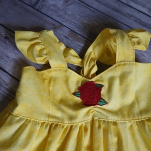 Girl's Yellow Princess Ballgown Dress , Girl's Yellow and Rose Princess Dress , Girl's Princess Costume , Girl's Everyday Yellow Princess image 9