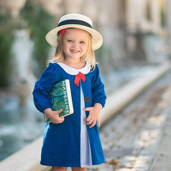 Girl's French School Girl Dress, Girl's French Outfit, Girl's Cape Dress, Girl's Paris Dress, Girl's Book Character Dress, Paris Outfit
