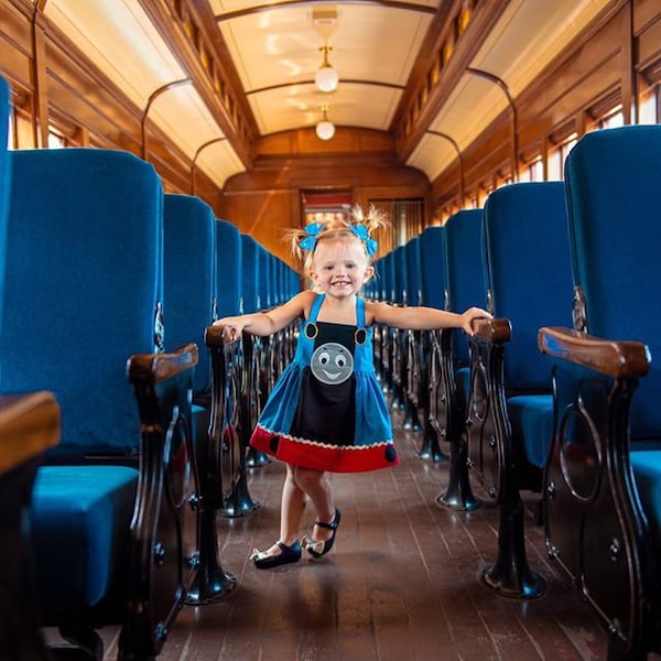 Girl's Train Inspired Dress, Girl's Train Character Dress, Girl's English Train Costume, Train Costume, Girl's Railroad Engine Dress