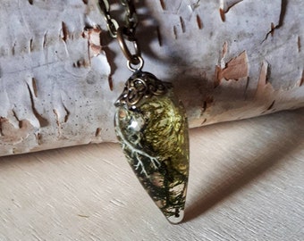 Terrarium Moss Pendulum Necklace woodland Pendant green lichen forest resin clear MADE TO ORDER