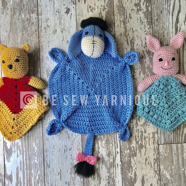 Inspired by Winnie the Pooh Piglet Eeyore inspired lovey toy blanket security blanket