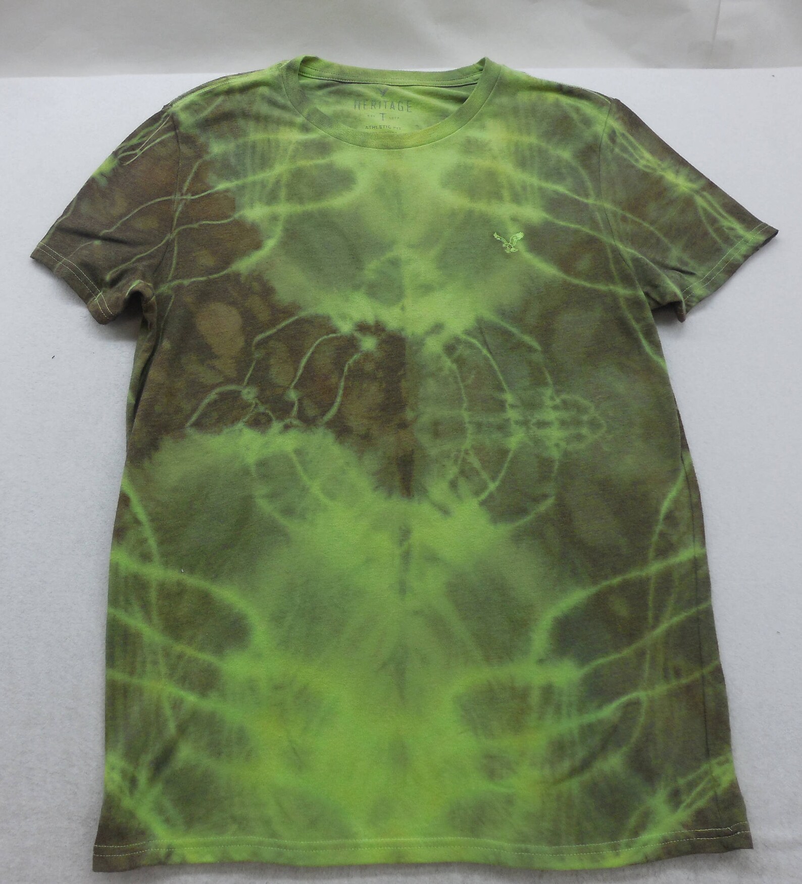 Mens Green Tie Dyed Short Sleeve Shirt Tshirt Size Medium Etsy