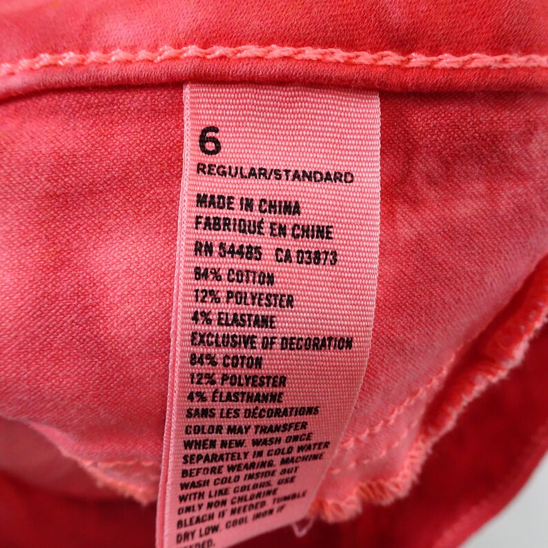 American Eagle Womens Red Tie Dyed Denim Stretch Jean Shorts 6