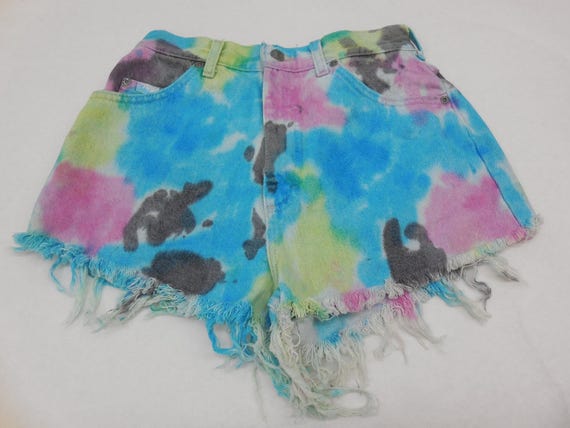 rainbow denim shorts