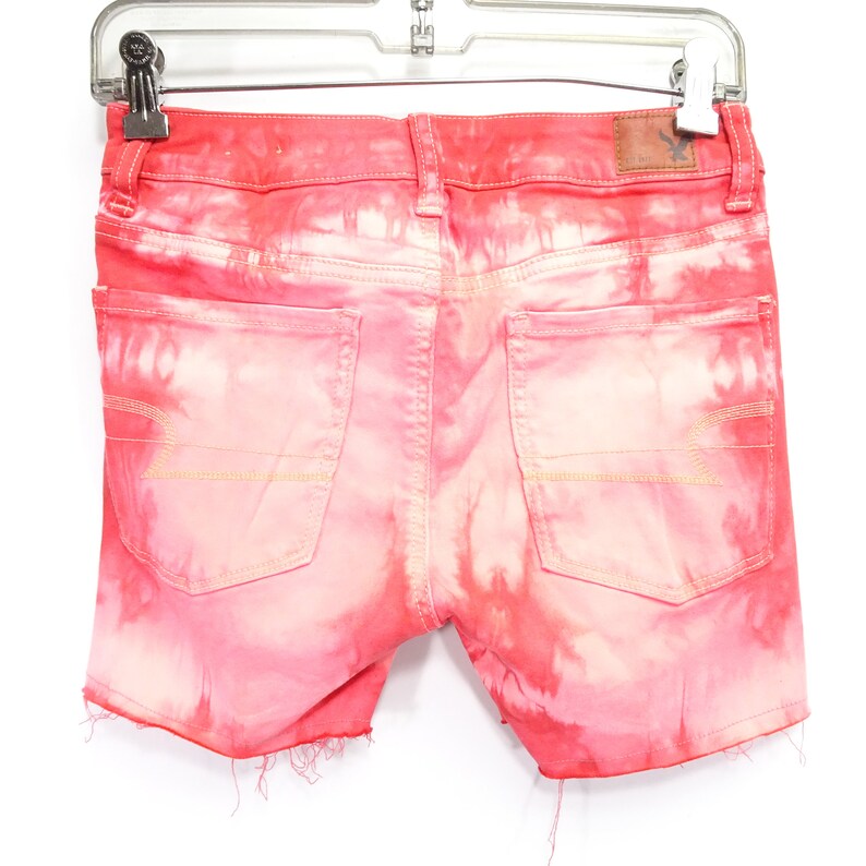 American Eagle Womens Red Tie Dyed Denim Stretch Jean Shorts 6