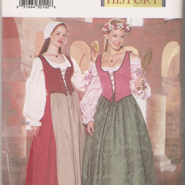 Butterick sewing pattern 6196 Making History Renaissance Festival medieval costume dress historical Ren Fest sizes 18-22 OOP