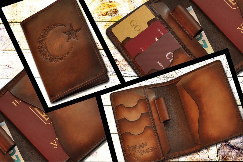 LEATHER TRAVEL WALLET.Handmade leather wallet.Personalized Etsy