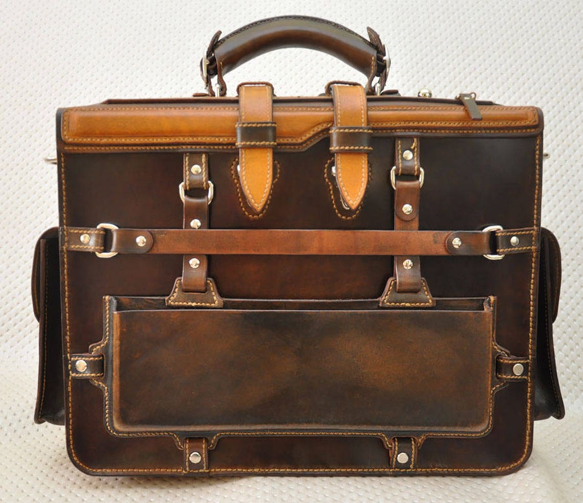 Leather briefcase. Leather handmade bag. Handbag. Leather Etsy