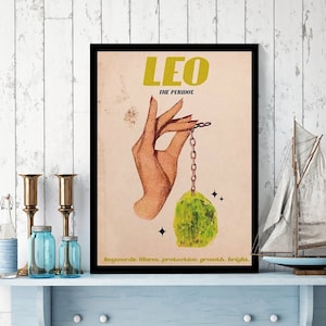 Unframed Leo The Peridot Vintage Poster, Leo Zodiac Retro Poster, Leo  , Leo Born Gift, Astrology Art Print, Birthday Gift, Zodiac