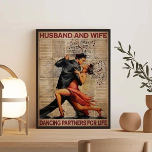 Ungerahmt Ehemann und Frau Tanzpartner für das Leben Poster, Paar Tanzen Poster, Musik-Liebhaber Geschenk, Paar Tanzen, Musik Vintage Poster