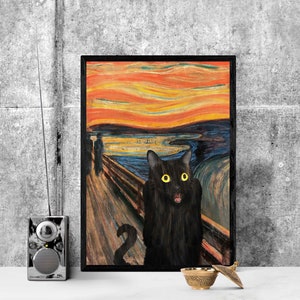 Unframed Cat Poster, The Scream Black Cat , Vintage Poster, Vintage Home , Vintage , Cat Owner Gift, Black Cat