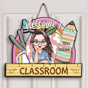 Personalized Teacher Door Hanger, Pencil Teacher Name Sign For Door, Gift Wood Teacher Sign, Personalized Teacher Gift, Teacher Appreciation
