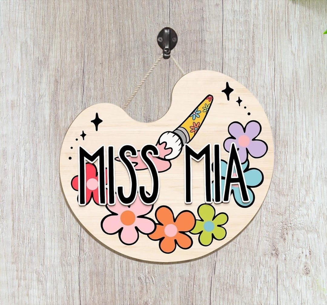 Custom Art Teacher Door Sign, Art Teacher Personalized Hanging Door ...