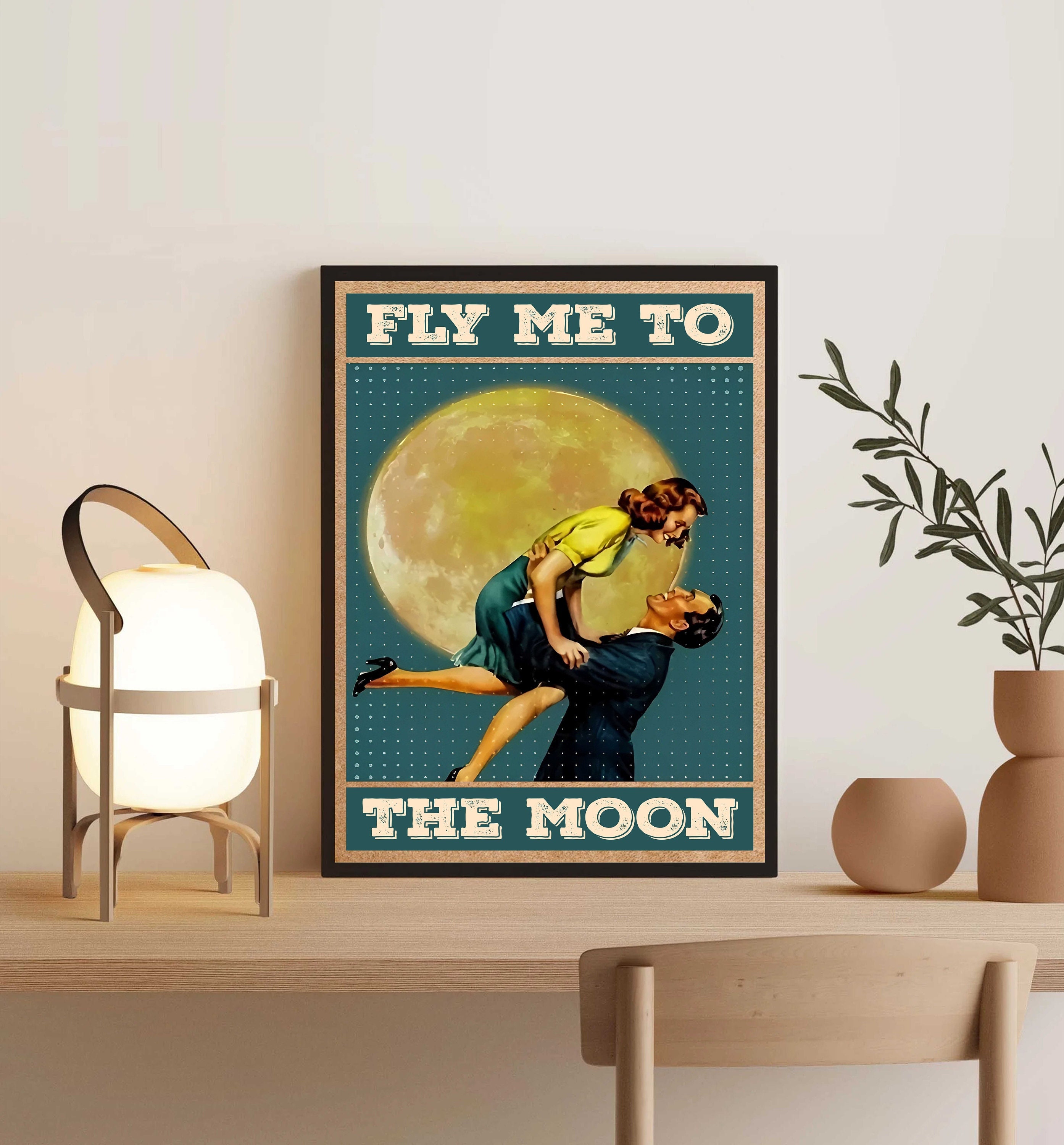 Heart-shaped canvas painting kit - Fly Me to the Moon