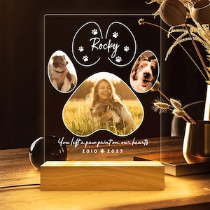 Custom Pet Photo Plaque, Pet Memorial Night Light, Pet Night Light, Gifts for Pets, Cat Dog Loss Gift, Pet Memorial Frame, Cat Dog Loss Gift