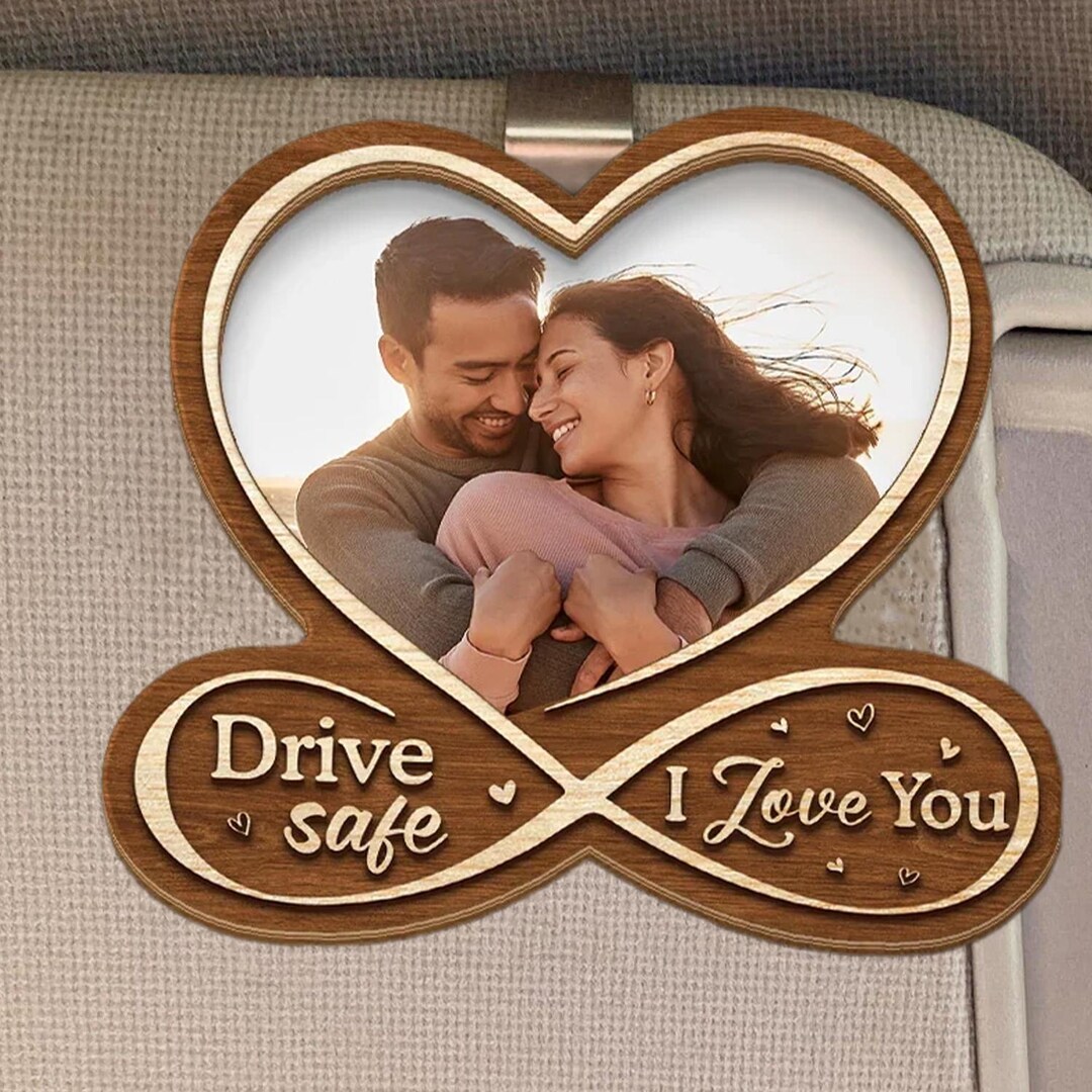 Custom Couple Photo Car Visor Clip, Valentines Gift For Him