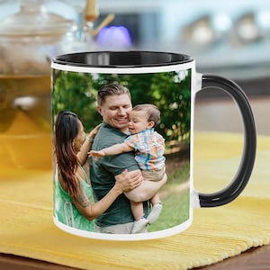 Personalized Photo Collage Mug, Custom First Time Fathers Day With Photo Accent Mug, Personalized Photo New Dad Image Mug, Gift For Papa Dad