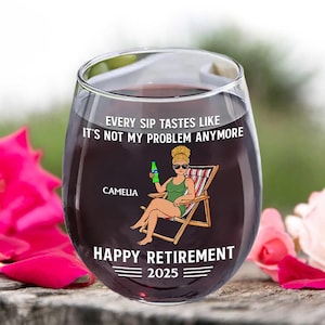 Personalized Retirement Wine Glass, Fcking Quitter Oops I Mean Happy Retirement Gift, Funny Retirement Wine Glass, Custom Gifts 2025