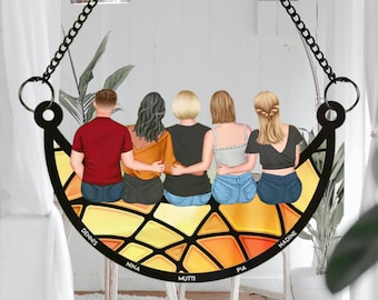 Personalized Mother & Daughter Suncatcher, Custom Window Hanging Suncatcher, Window Hanging Home Decor, Suncatcher Ornament, Christmas Gift