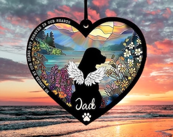 Personalized Dog Loss Sympathy Suncatcher, Custom Dog Memorial Suncatcher, Loss Of Pet Sympathy Gift, Custom Name Dog Ornament, Pet Lover