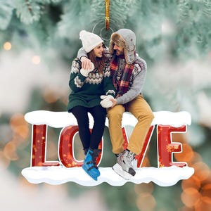 Custom Photo Couple Christmas Ornament, Personalized Photo Couple Shape Acrylic Ornament, Funny Couple Gift, New Couple Gift, Anniversary