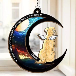 Personalized Dog Memorial Suncatcher, Custom Dog Loss Ornament, Dog Memorial Ornament, Dog Angel Suncatcher, Sympathy Gift For Pet Owners