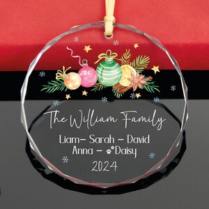 Personalized Family Christmas Glass Ornament, Family Names Tree Ornament, Christmas Tree Ornament, 2024 Christmas Ornament, Family Xmas Gift