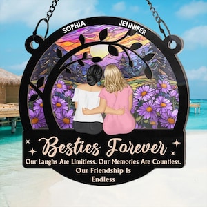 Personalized Best Friend Ornament, Custom Best Friend Suncatcher Gift, Custom Window Hanging Suncatcher Ornament, Besties Christmas Ornament