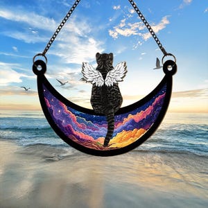 Personalized Cat Memorial Suncatcher, Loss of Pet Sympathy Gift, Pet Memorial Suncatcher, Custom Name Cat Window Hanging Suncatcher Ornament