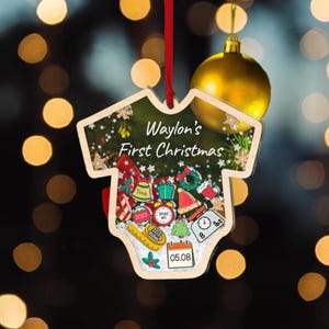 Custom Baby&#39;s First Christmas Ornament, Baby First Christmas Bauble, 4D Shake Babies Ornament, Custom Baby Name, Custom Newborn Gift